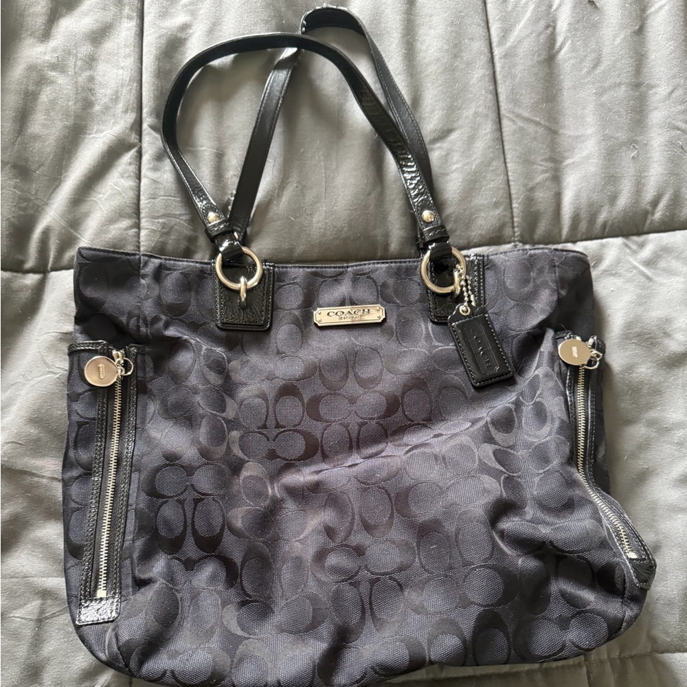Coach Black and Gray Signature Tote